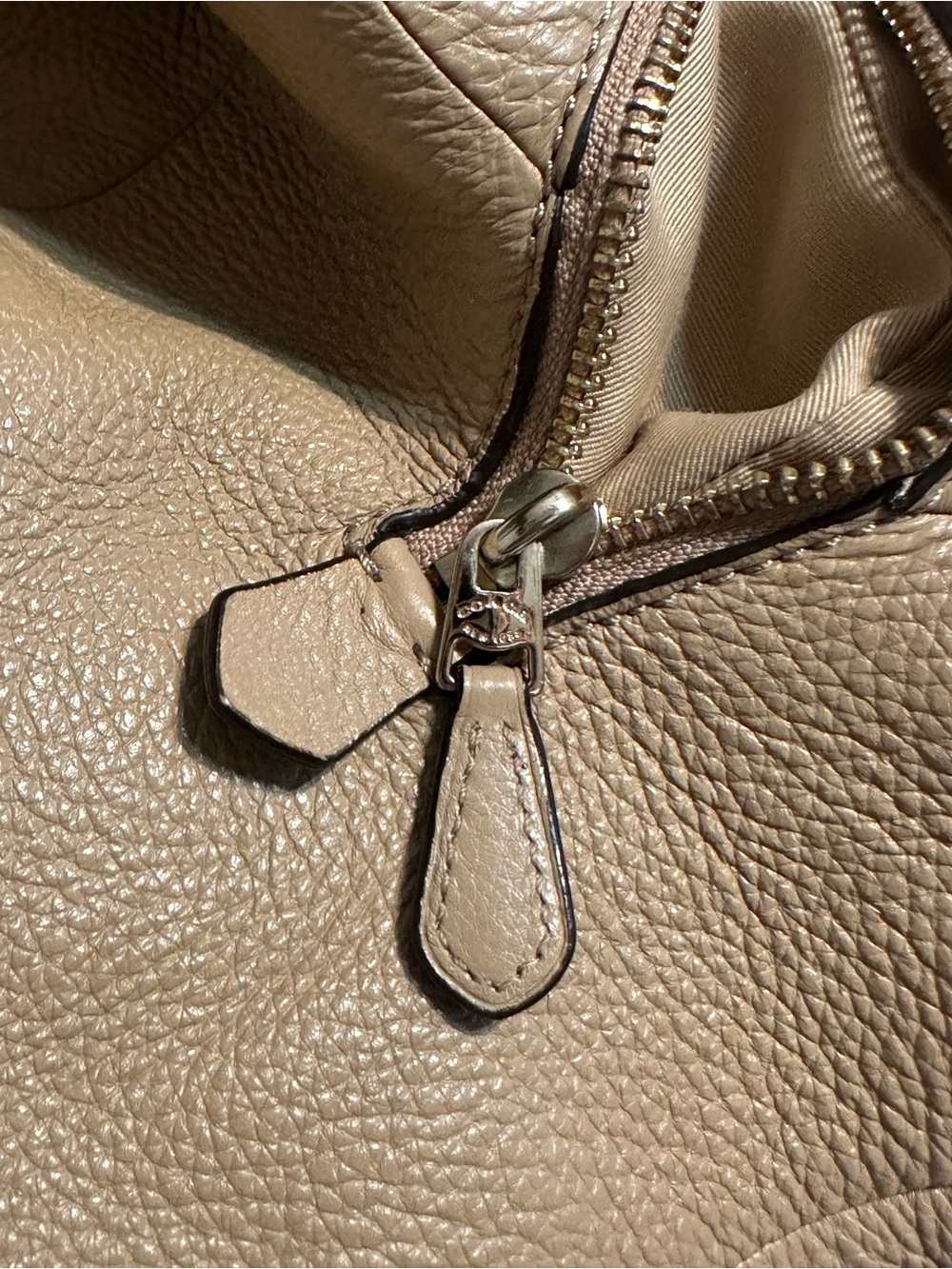 Coach Madison Pebble Leather Phoebe Shoulder Bag in Taupe - Picture 11 of 13